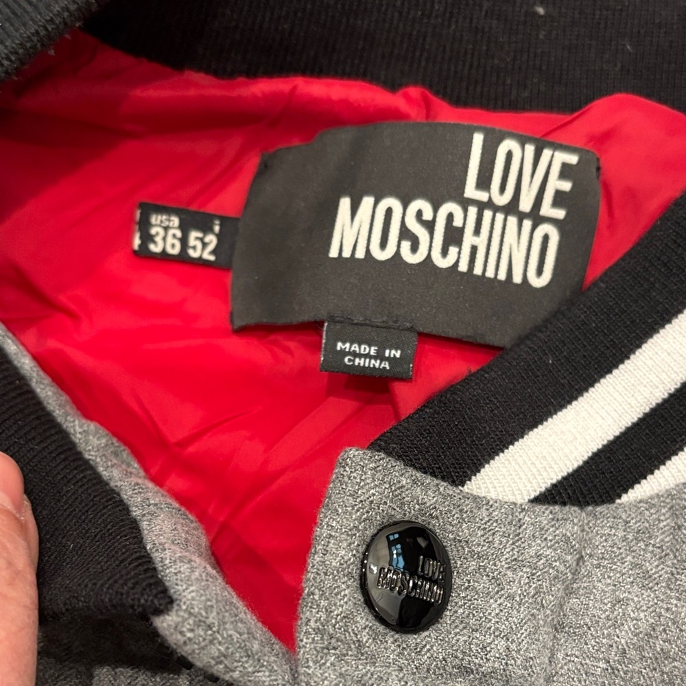 Love Moschino Gray & Black Varsity Bomber Jacket View 2
